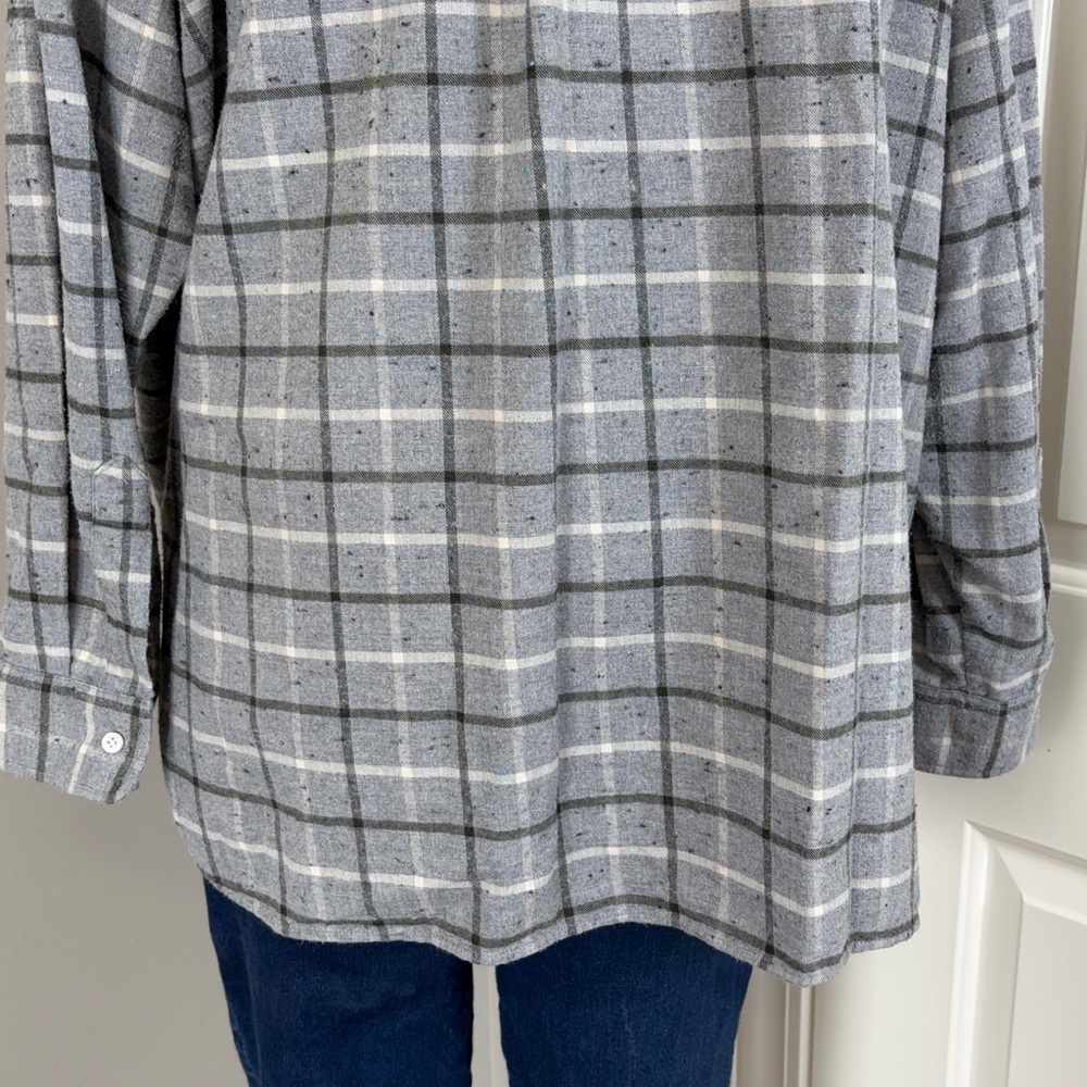 Frank and Eileen Joedy Flannel Grey Plaid Shirt Button Down Top Womens Sz XL - Picture 7 of 12